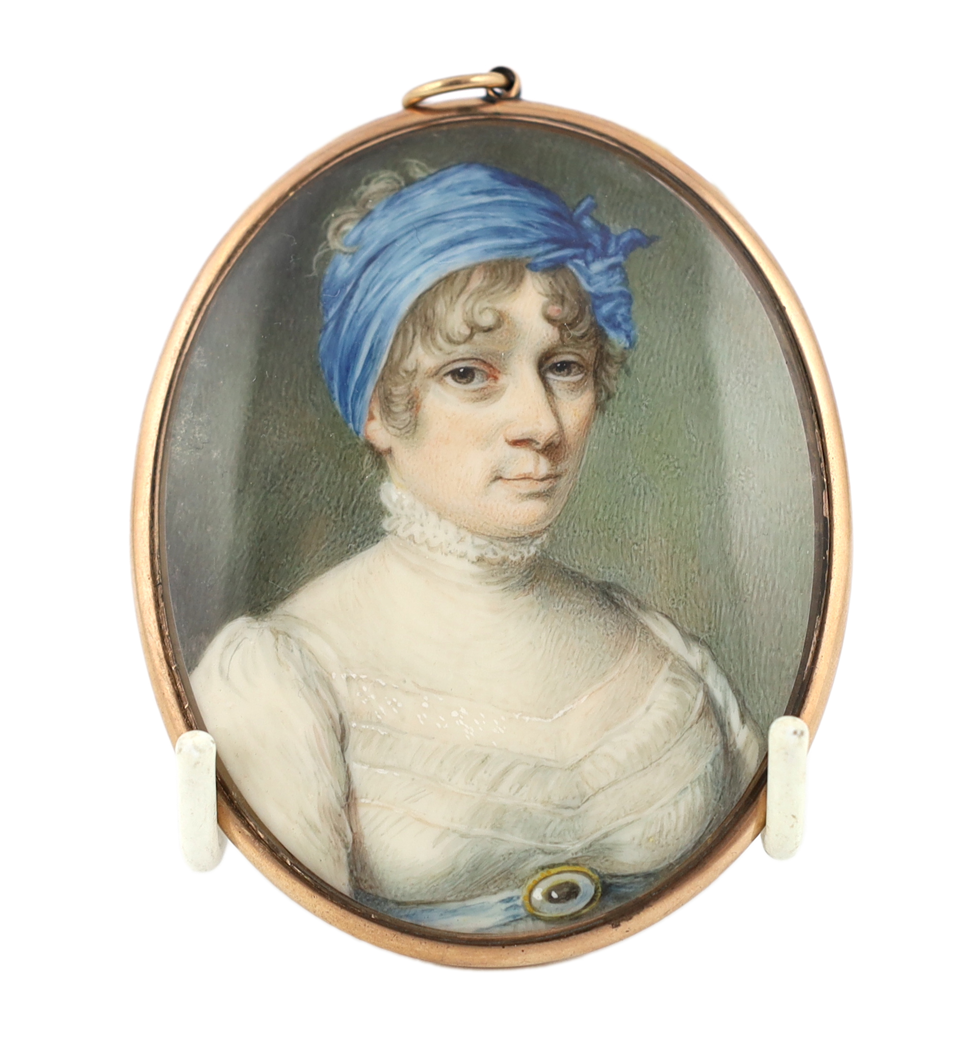 Thomas Richmond (British, 1771-1837), Portrait miniature of a lady, watercolour on ivory, 7.5 x 5.8cm. CITES Submission reference S1AX5KHB